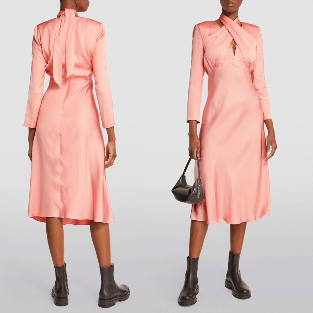 SANDRO Women's Pink Maldive Draped Crisscross Midi Dress Size 38